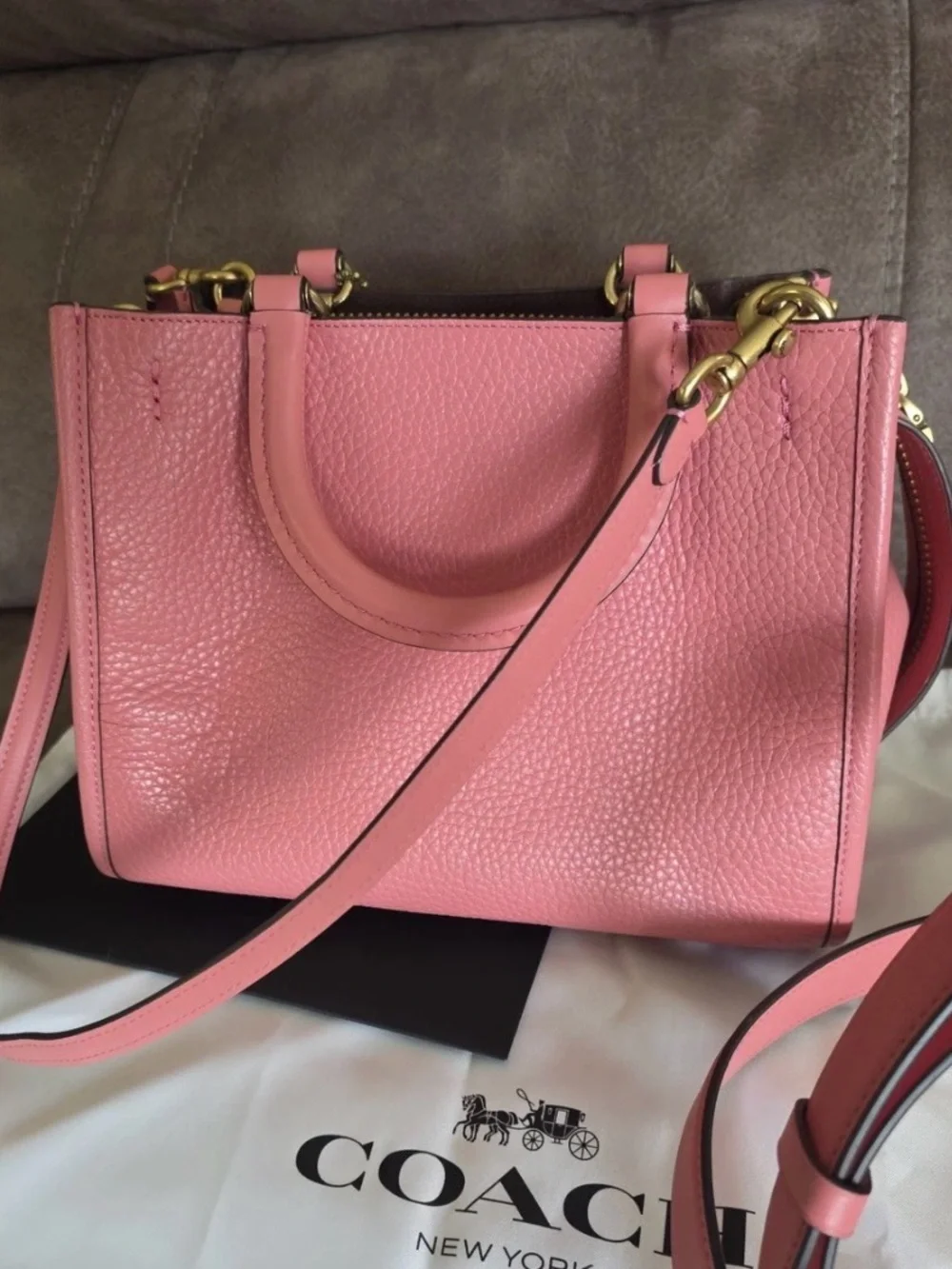 Coach Pink Pebbled Leather Shoulder Satchel